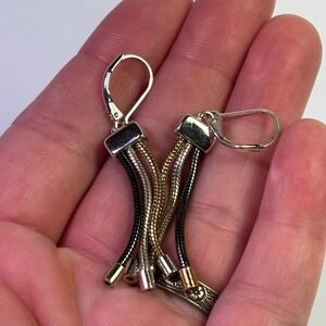 Earrings Napier Multi Tone Metal Mesh Vintage